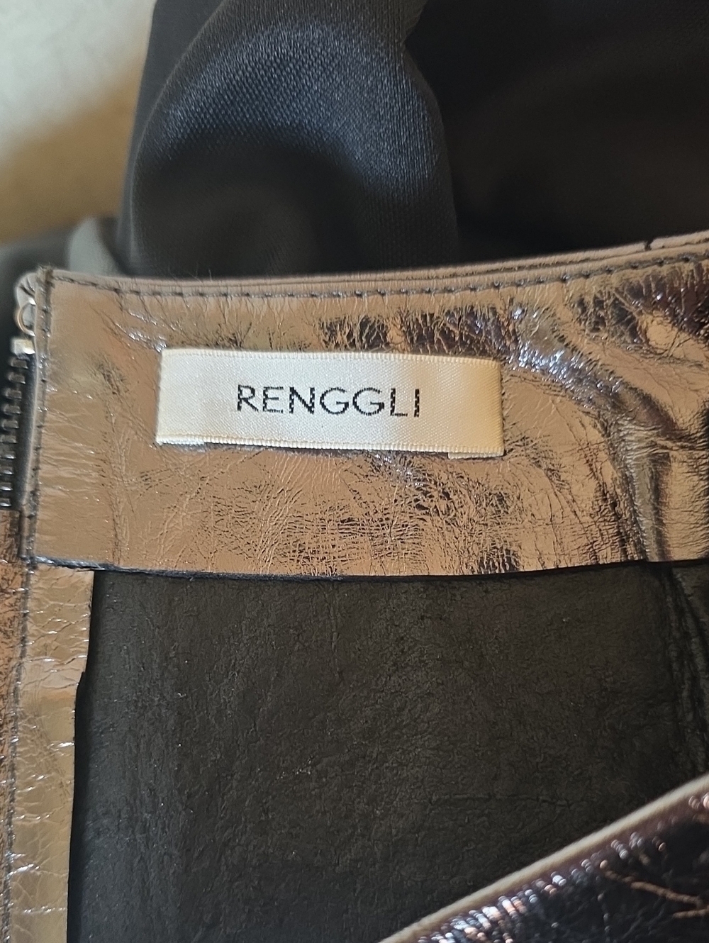 Renggli Gunmetal Foil Leather Skirt - Picture 2 of 9